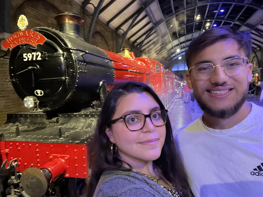 Chris and his partner at the Hogwarts Express